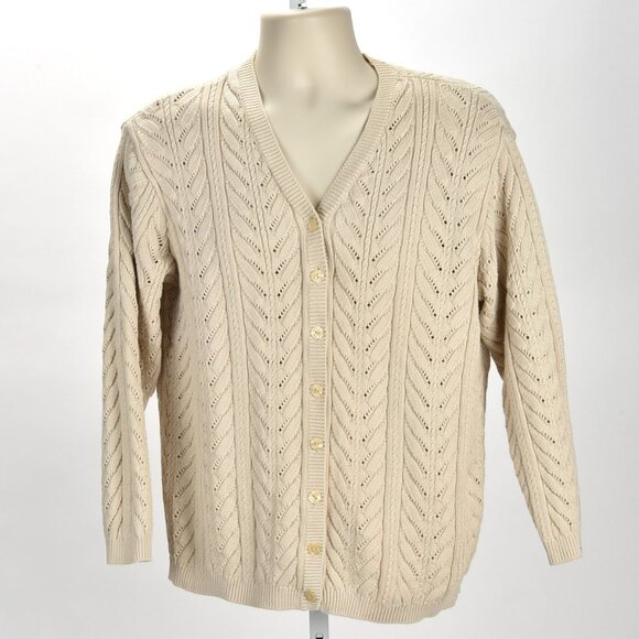 Talbots Tan Button Down  Boyfriend Cardigan Sweater Size L - Picture 1 of 3